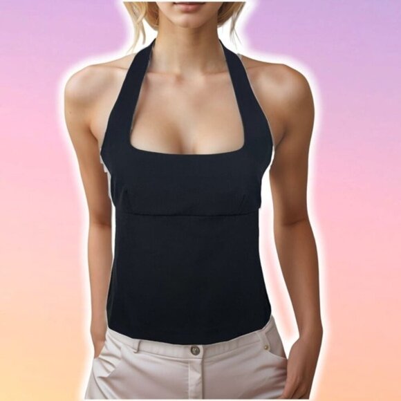 ABS ALLEN SCHWARTZ Halter Neck Cut Out Back Top Sz 4 - Picture 1 of 5